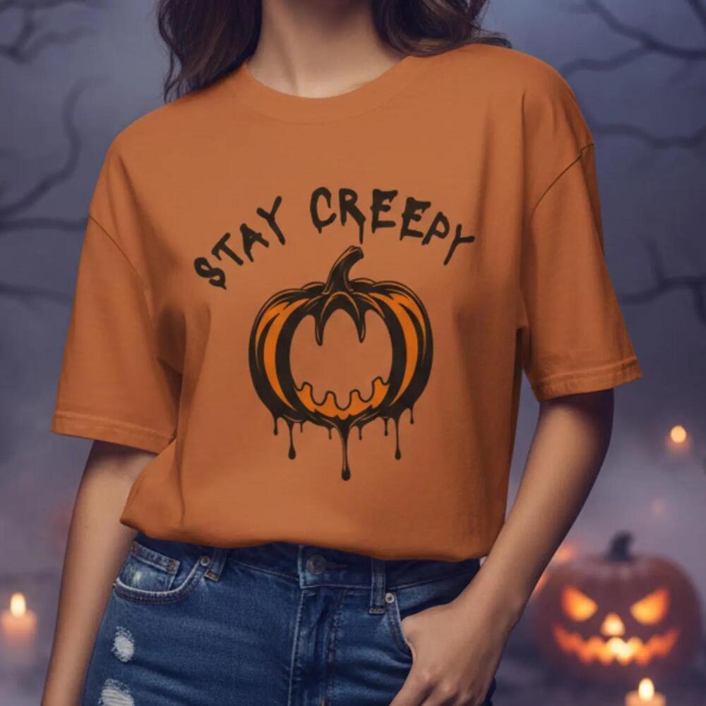 Stay Creepy Halloween T-Shirt, Pumpkin Tee, Cute Spooky